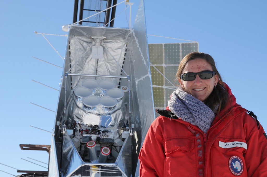 Anne Gambrel with SPIDER prior to launch.